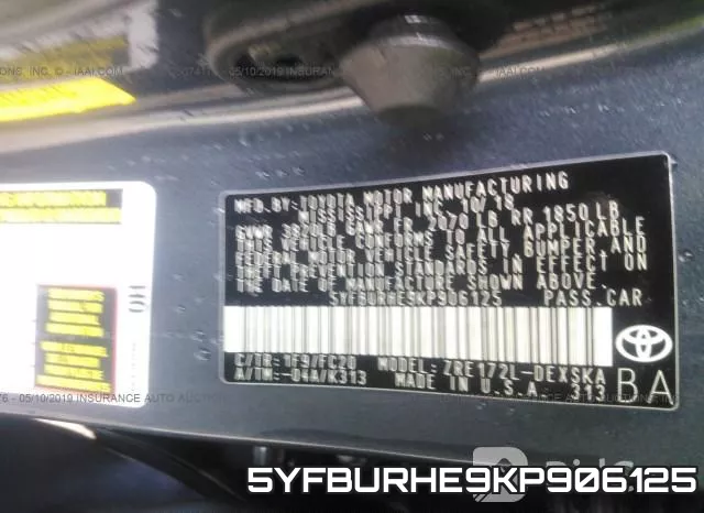 5YFBURHE9KP906125 фото 10