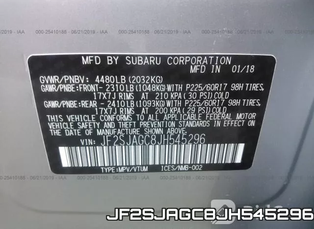 JF2SJAGC8JH545296 фото 9