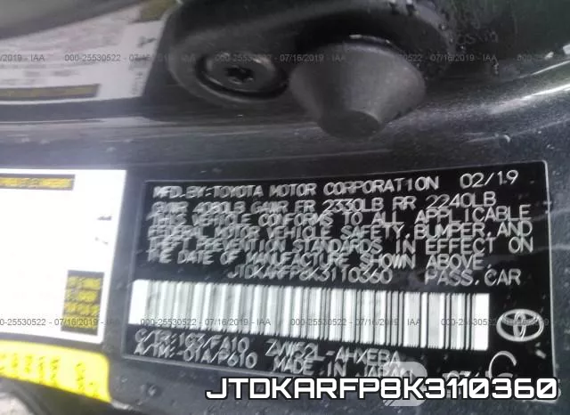 JTDKARFP8K3110360 фото 10
