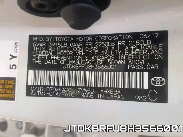 JTDKBRFU8H3566001 фото 2