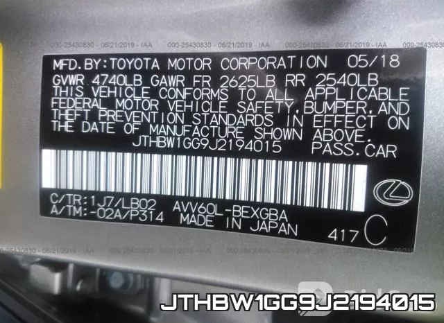 JTHBW1GG9J2194015 фото 7