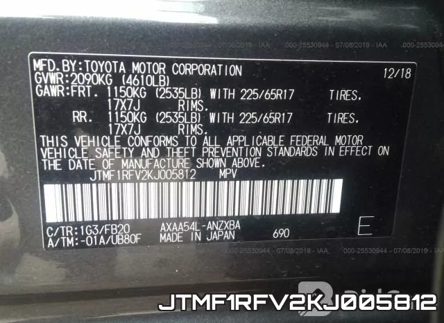JTMF1RFV2KJ005812 фото 10