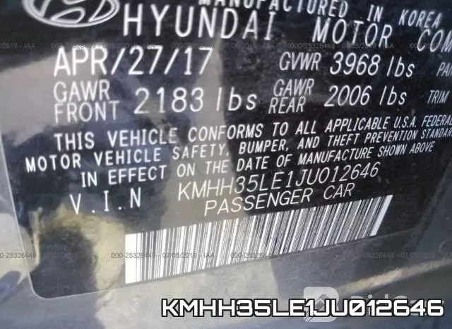 KMHH35LE1JU012646 фото 10