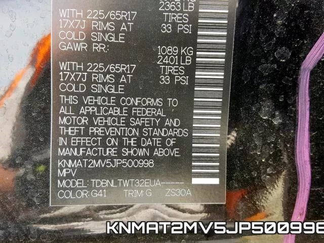 KNMAT2MV5JP500998 фото 2
