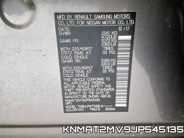 KNMAT2MV9JP545135 фото 2