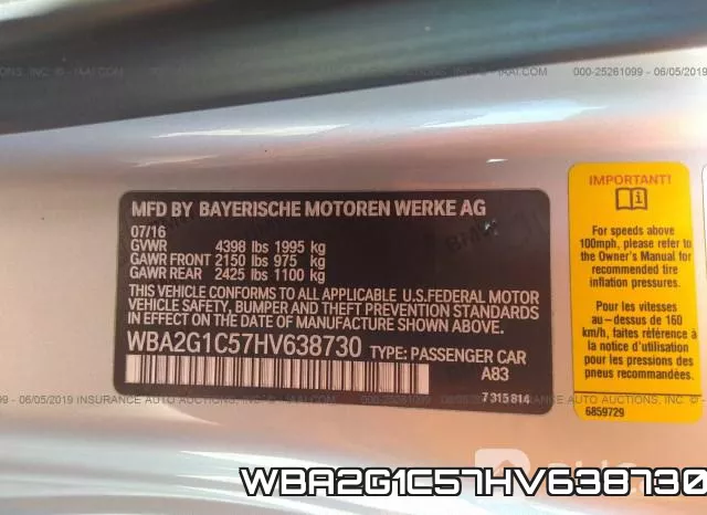 WBA2G1C57HV638730 фото 10