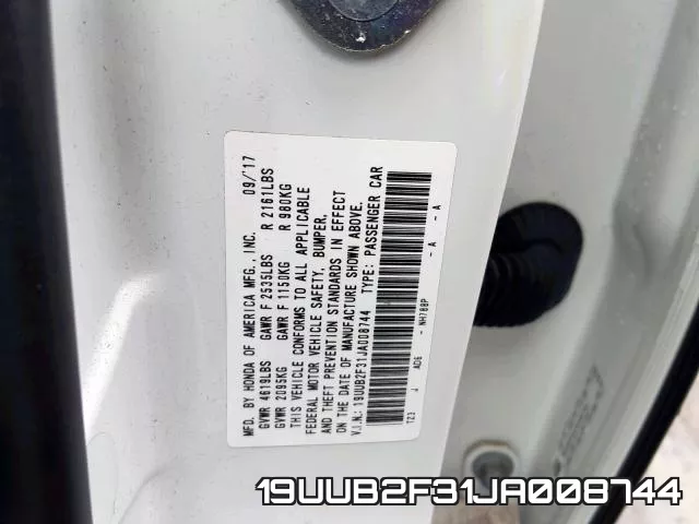 19UUB2F31JA008744 фото 2