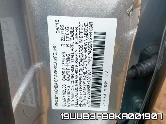 19UUB3F88KA001907 фото 2