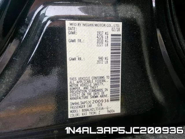 1N4AL3AP5JC200936 фото 2