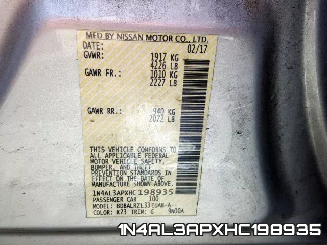 1N4AL3APXHC198935 фото 2