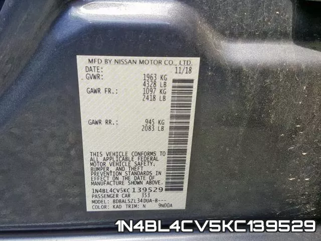 1N4BL4CV5KC139529 фото 2