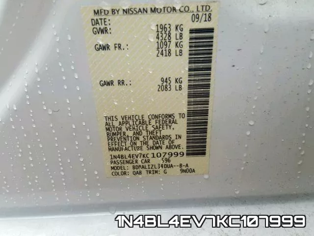 1N4BL4EV7KC107999 фото 2