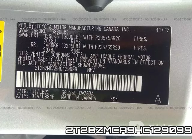 2T2BZMCA9HC129099 фото 10