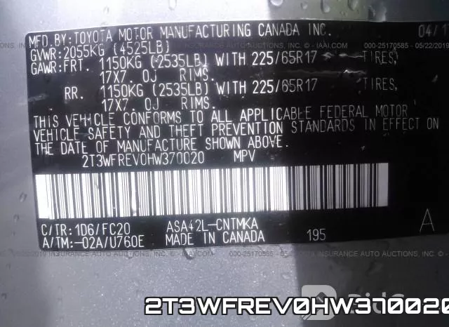 2T3WFREV0HW370020 фото 10