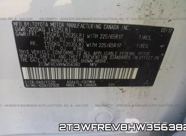 2T3WFREV8HW356382 фото 10