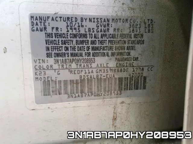 3N1AB7AP0HY208953 фото 2