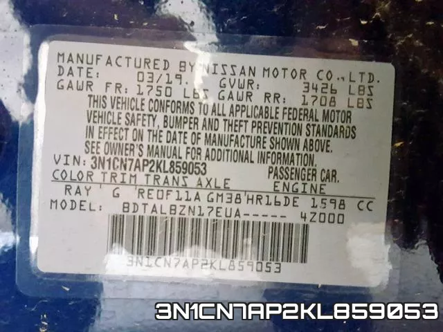 3N1CN7AP2KL859053 фото 2