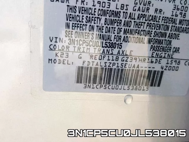 3N1CP5CU0JL538015 фото 2