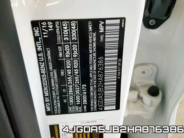 4JGDA5JB2HA876386 фото 2