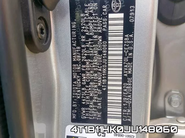 4T1B11HK0JU148060 фото 2