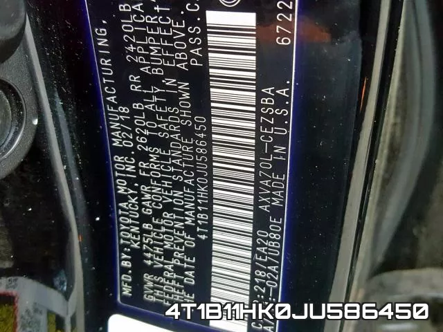 4T1B11HK0JU586450 фото 2
