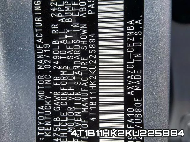 4T1B11HK2KU225884 фото 2