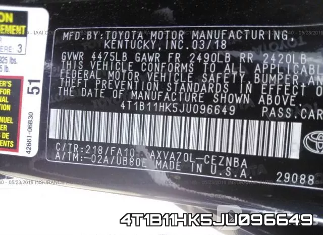 4T1B11HK5JU096649 фото 10