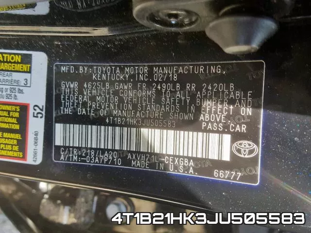 4T1B21HK3JU505583 фото 2
