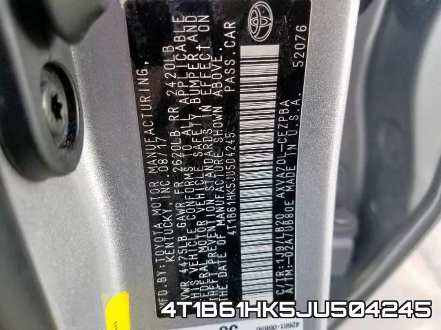 4T1B61HK5JU504245 фото 2