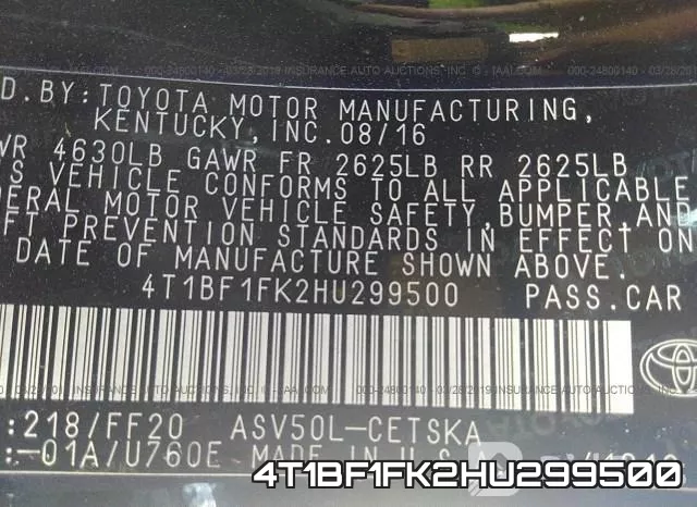 4T1BF1FK2HU299500 фото 10
