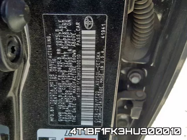 4T1BF1FK3HU300010 фото 2