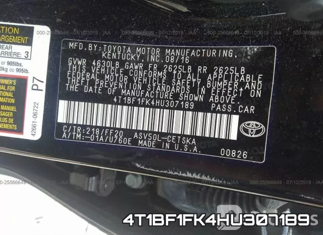 4T1BF1FK4HU307189 фото 10