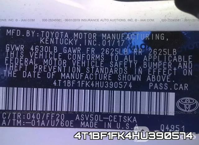 4T1BF1FK4HU390574 фото 10
