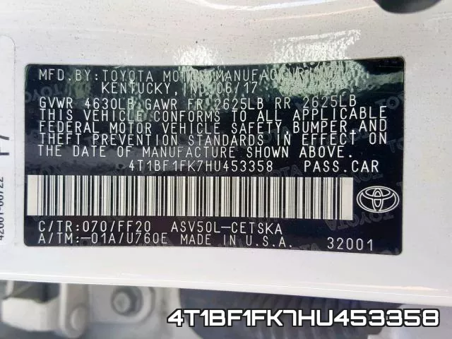 4T1BF1FK7HU453358 фото 2