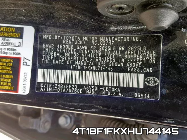 4T1BF1FKXHU744145 фото 2