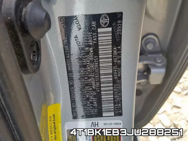 4T1BK1EB3JU288251 фото 2