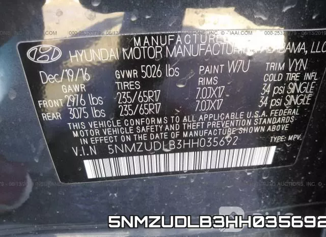 5NMZUDLB3HH035692 фото 10