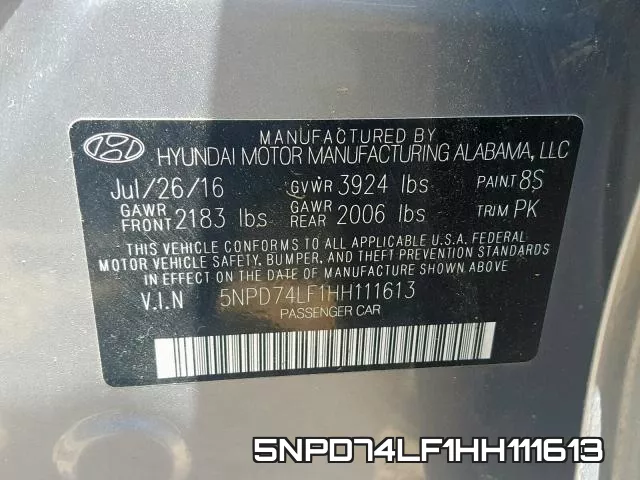 5NPD74LF1HH111613 фото 2