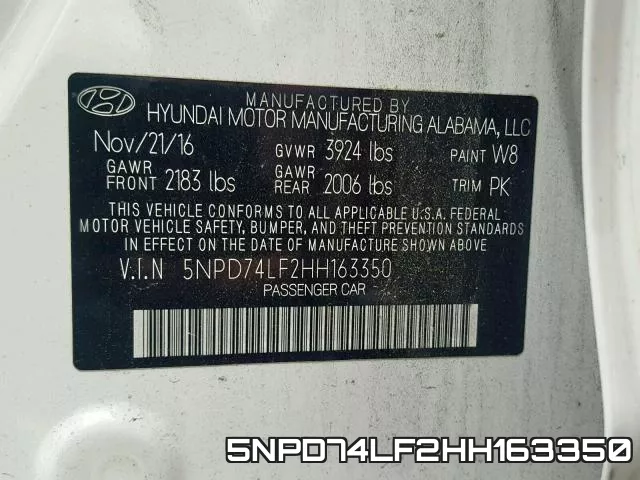 5NPD74LF2HH163350 фото 2