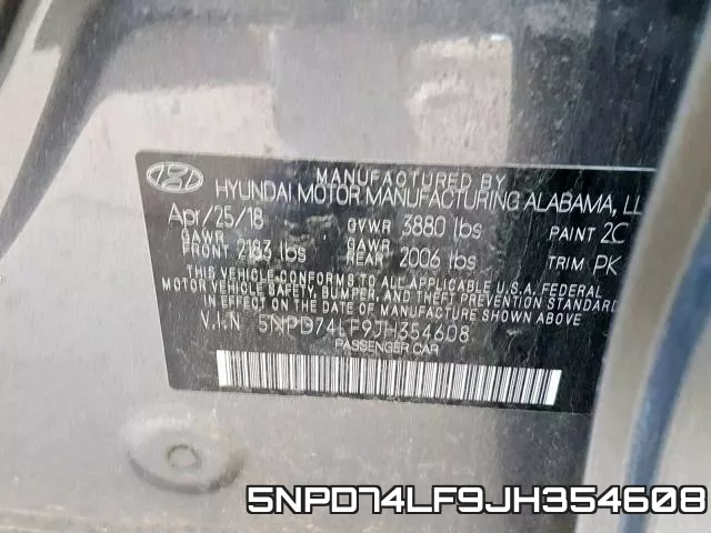 5NPD74LF9JH354608 фото 2