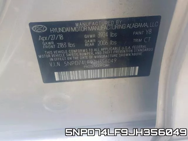 5NPD74LF9JH356049 фото 2