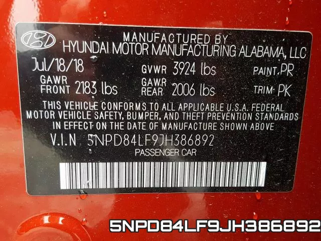 5NPD84LF9JH386892 фото 2