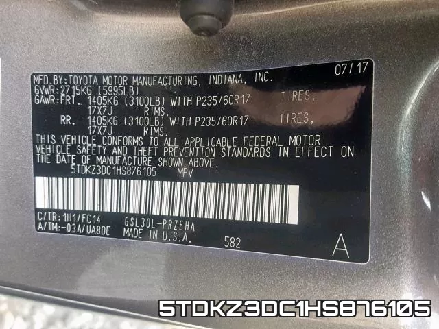 5TDKZ3DC1HS876105 фото 2