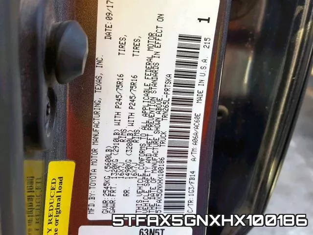 5TFAX5GNXHX100186 фото 2