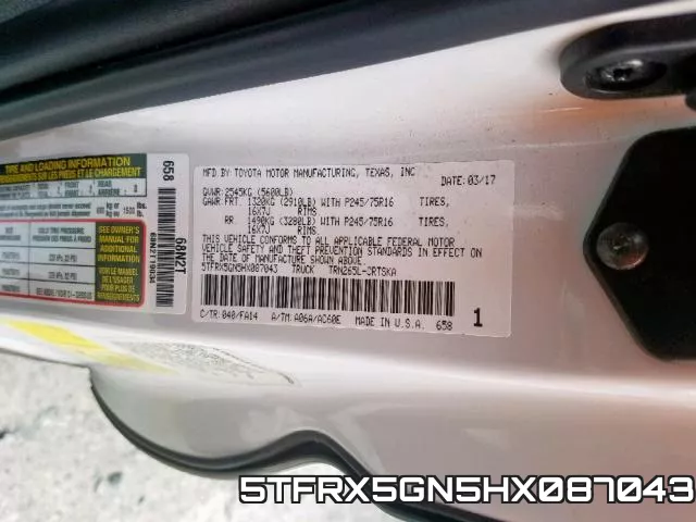 5TFRX5GN5HX087043 фото 2