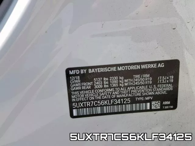 5UXTR7C56KLF34125 фото 2