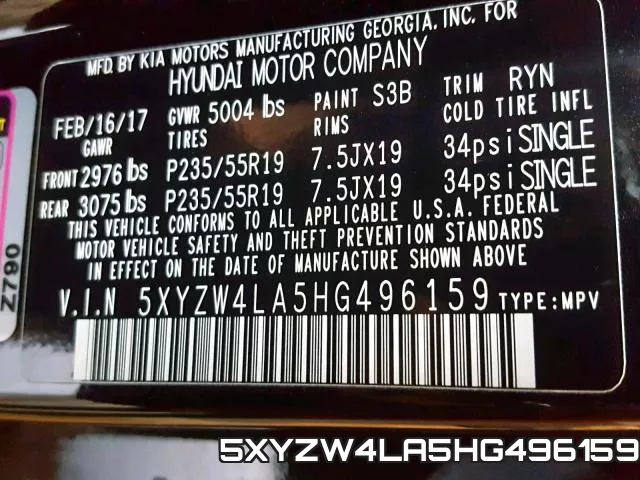 5XYZW4LA5HG496159 фото 2