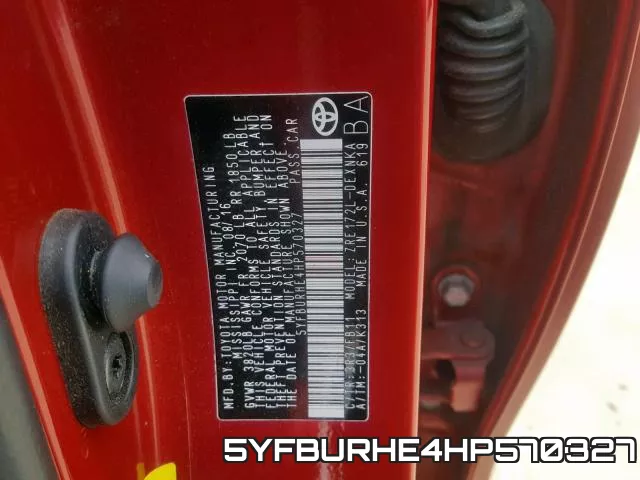 5YFBURHE4HP570327 фото 2