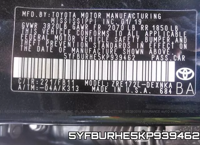 5YFBURHE5KP939462 фото 10