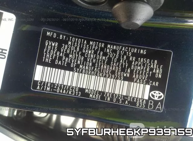 5YFBURHE6KP939759 фото 10